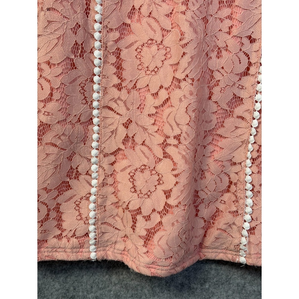 Kesuolian Pink and White Lace Overlay Zip Back Top Size Small - Picture 4 of 10